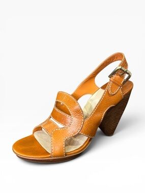 Maxstudio Leather Gia Platform Sandals Orange Women’s Size 7.5